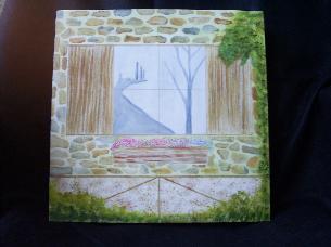 Sausalito, CA, watercolor, window scene